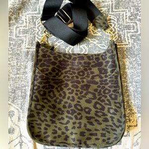 Suede cheetah print crossbody bag